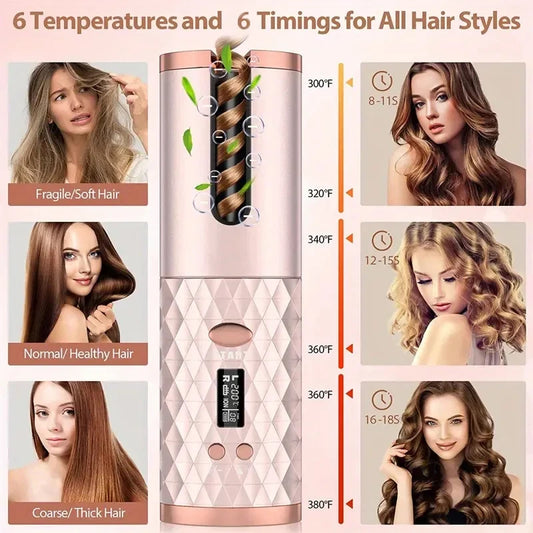 Portable Cordless Automatic Hair Curler